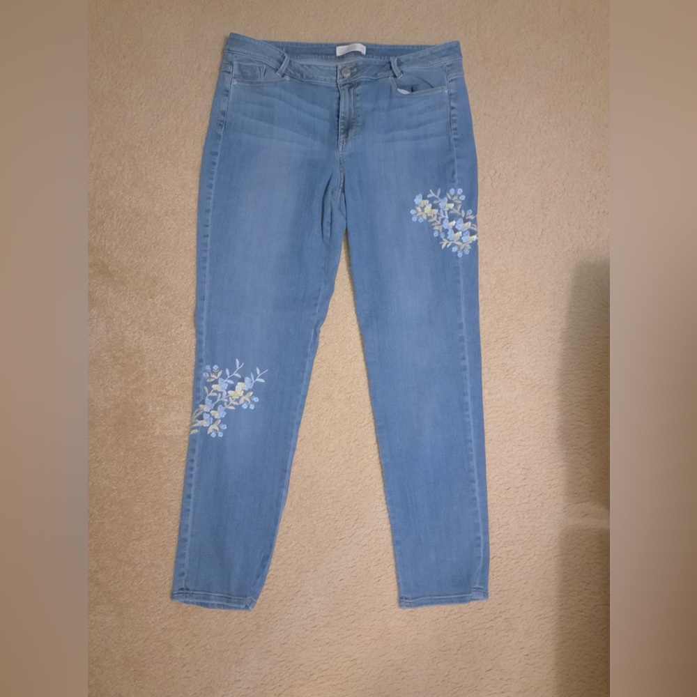 J Jill Weekender Embroidered Jeans SZ 12
